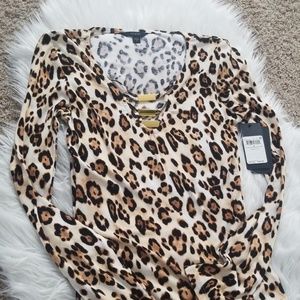 Guess Leopard Print Lace Up Top